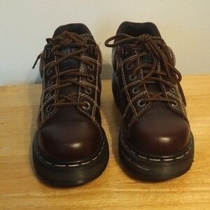 Dr Martens Dark Brown Leather Shoes. Made In England.UK 6 Men's 7 Women's 8